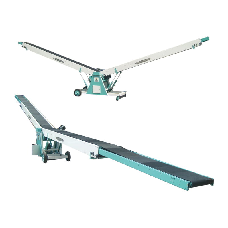 Mmctech Telescopic Boom Conveyors in operation in a warehouse