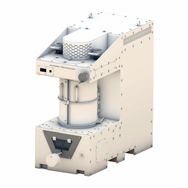 A close-up view of Mmctech' s Vertical Huller, showcasing its top-to-bottom vertical abrasive design for maximum grain yield
