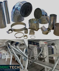 Modular Seed Processing Piping System with airtight connections, abrasion-resistant bends, and advanced material flow control for grain handling.